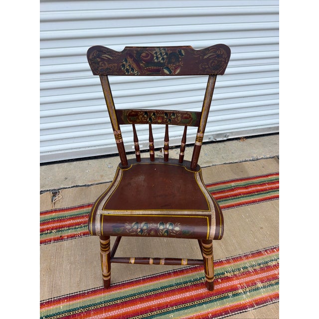 Antique Paint Decorated Pennsylvania Kitchen Windsor Side Chair Probably from Lancaster County, Pennsylvania. Circa...