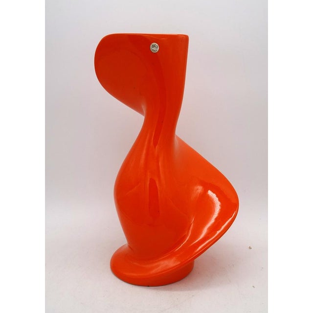 Ceramic Space Age Orange Swirl SC3 Ceramic Vase, Italy, 1970s For Sale - Image 7 of 12