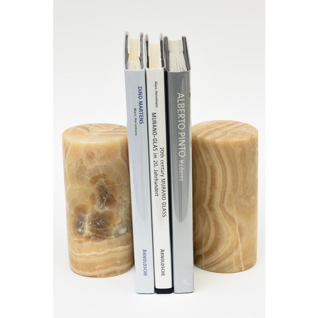Vintage Italian Alabaster Column Bookends Cream, Tan, Gray, 1970's For Sale - Image 10 of 10