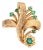 60s Vintage Emerald Scroll Ring Sz 6 14k Gold Band Cocktail Fine Jewelry For Sale