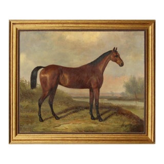 Hunter in a Landscape Print on Canvas, 19-1/2" X 23-1/2" Antiqued Gold Frame For Sale