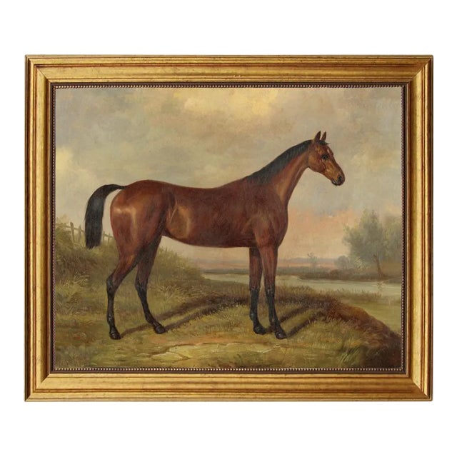 Hunter in a Landscape Print on Canvas, 19-1/2" X 23-1/2" Antiqued Gold Frame For Sale