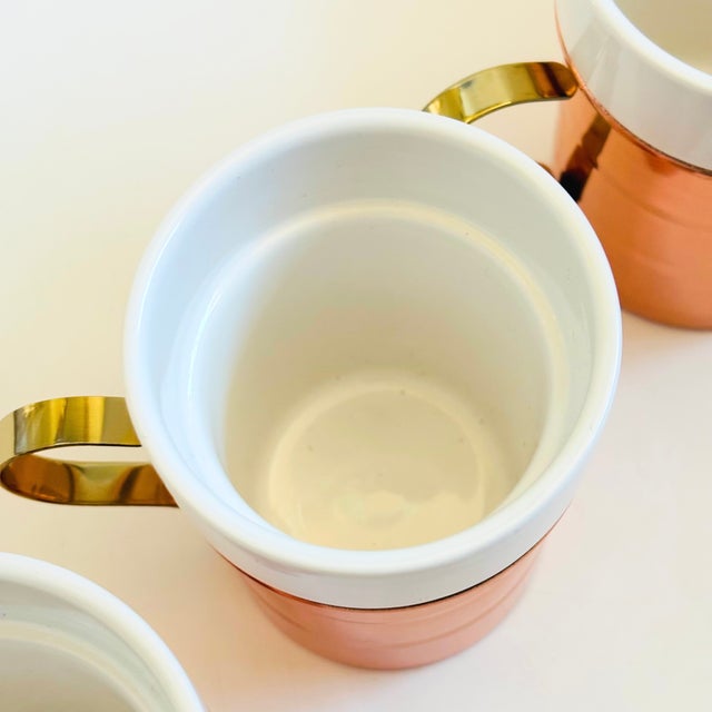 Copper Vintage Copper and Ceramic Mugs - Set of 4 - Made in Korea For Sale - Image 8 of 15