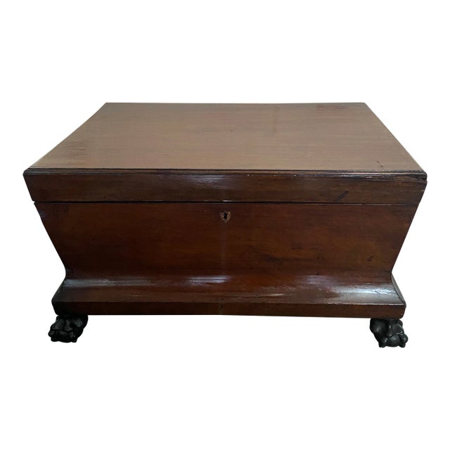 Early 1900s Large Antique Mahogany Trunk For Sale