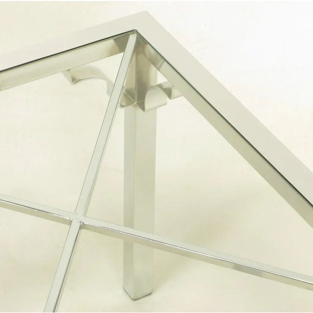 Chrome Parsons Style Chinese Chippendale X-Top End Table For Sale In Chicago - Image 6 of 8