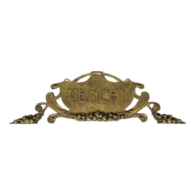 Art Deco Italian Venchi Brass Sign, 1940s For Sale