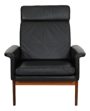 Jupiter Lounge Chair in Black Leather by Finn Juhl, 1980s