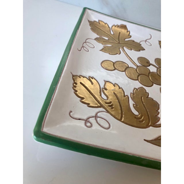 Italian Neiman Marcus Gold Grape Kelly Green Border Decorative Plate For Sale - Image 9 of 12