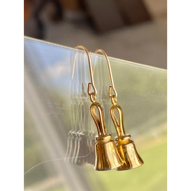 Metal Bell Earrings in Gold Washed Sterling Silver For Sale - Image 7 of 12