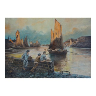 Vintage Seascape Oil Painting, Ukrainian Soviet Art, 1970s 45-65 For Sale
