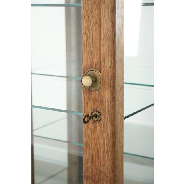 Antique Dutch Oak Display Cabinet with 2 Doors, Glass Shelves and Mirrored Back For Sale - Image 6 of 16