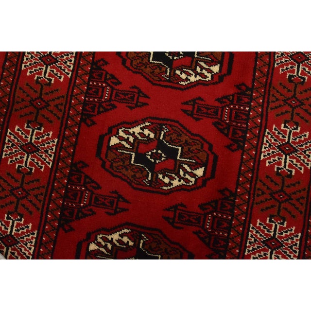 Textile Turkmen Runner 2’6” X 9’7” Red Wool Vintage Tribal Hand-Knotted Oriental Rug For Sale - Image 7 of 12