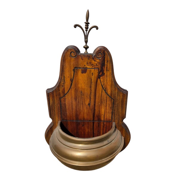 1970s Ethan Allan Rare Rustic Italian Regency Wall Sconce Planter Shelf Pine Brass For Sale - Image 13 of 15