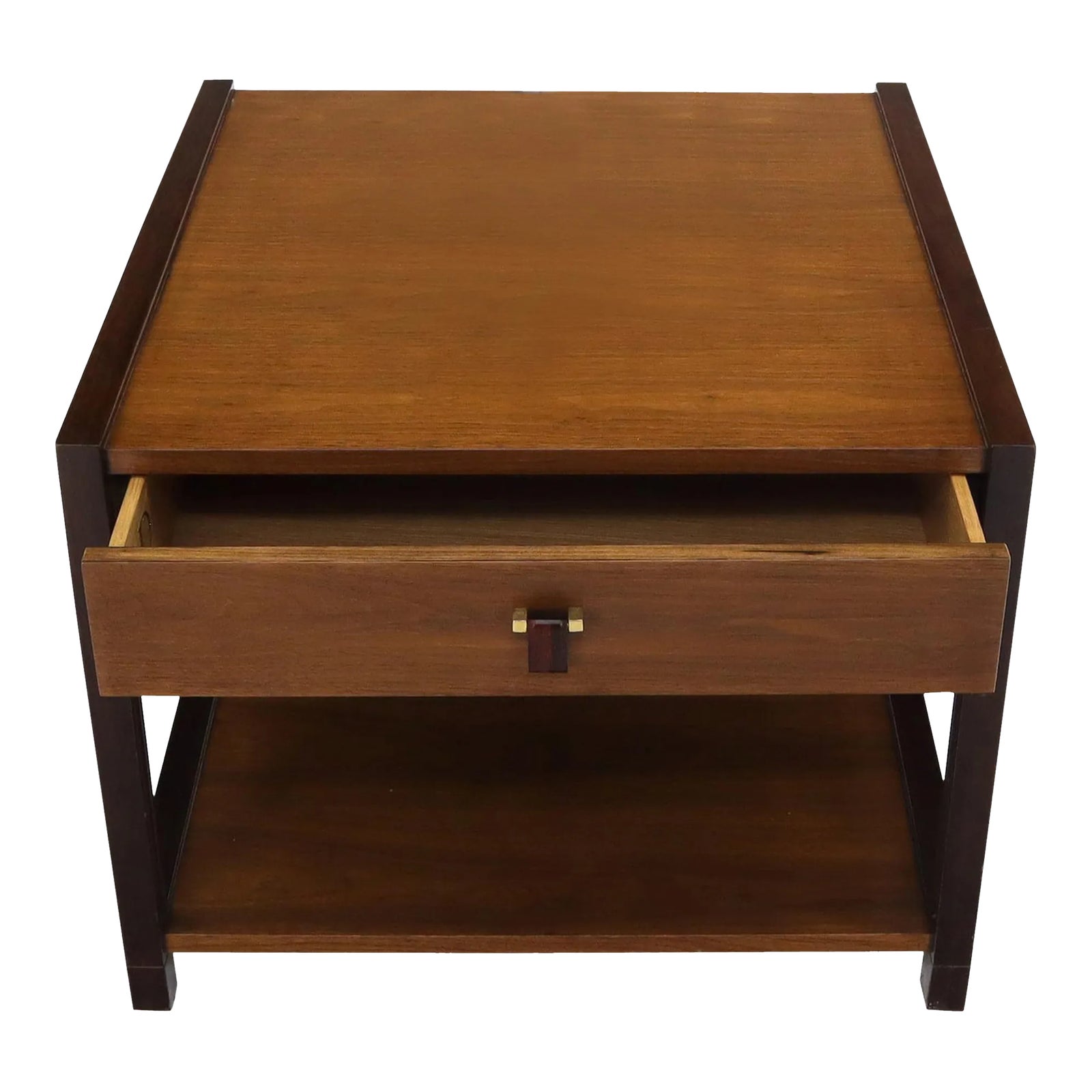 Dunbar Walnut Rectangle One Drawer End Side Table Stand Chairish