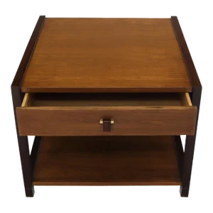 Dunbar Walnut Rectangle One Drawer End Side Table Stand