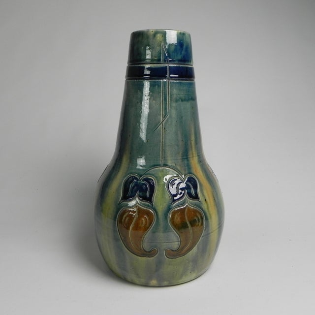 Flemish Art Deco Vase with Floral Motifs, 1920s For Sale - Image 3 of 13