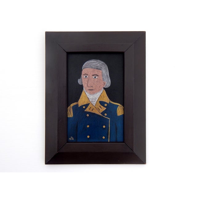 Matt Rix, Naive Style Admiral Portrait, Oil on Board For Sale - Image 7 of 7