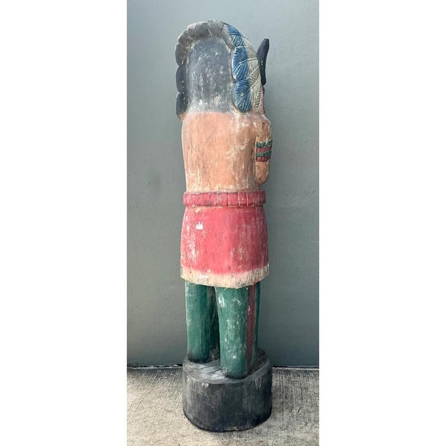 Auburn Vintage Monumental Carved Wood Native American Cigar Sculpture For Sale - Image 8 of 12