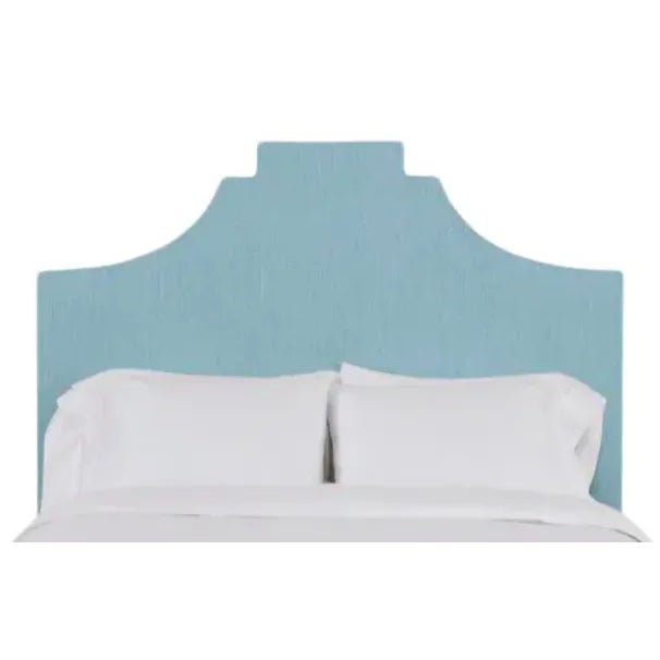 Nadine King Headboard, Mosaic Blue Linen For Sale