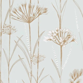 Harlequin Gardinum Wallpaper in Seafoam/Chalk/Gold - a Sample For Sale