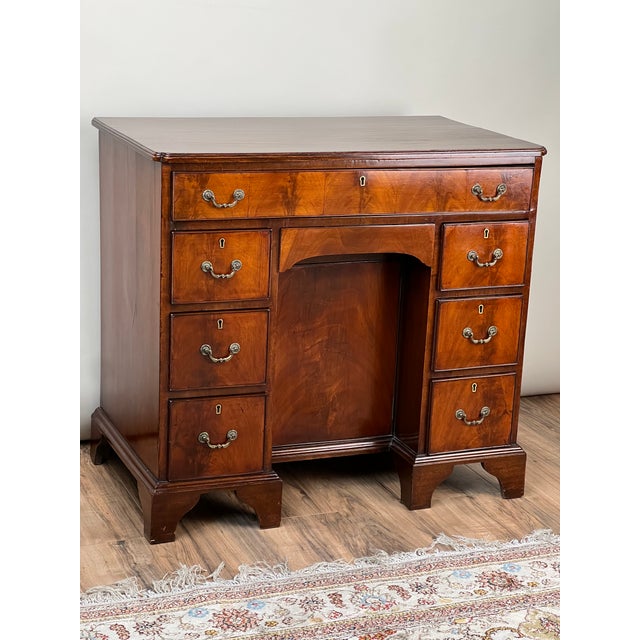 Antique English Regency Mahogany Kneehole Desk C. 1820 For Sale - Image 4 of 11