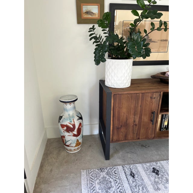 Vintage Chinese Export Porcelain Koi Floor Vase/Umbrella Stand For Sale In Houston - Image 6 of 7