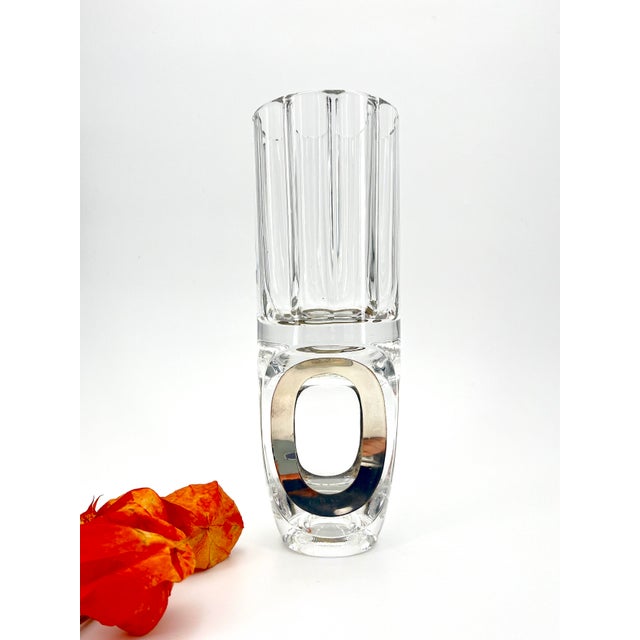 Vintage Crystal and 800 Silver Vase by Arch. Taddei Sestini, Italy, 1970s For Sale - Image 9 of 11