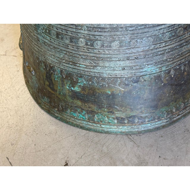 Mid 20th Century Early Southeast Asian Bronze Drum Table with Beautiful Patina For Sale - Image 4 of 18