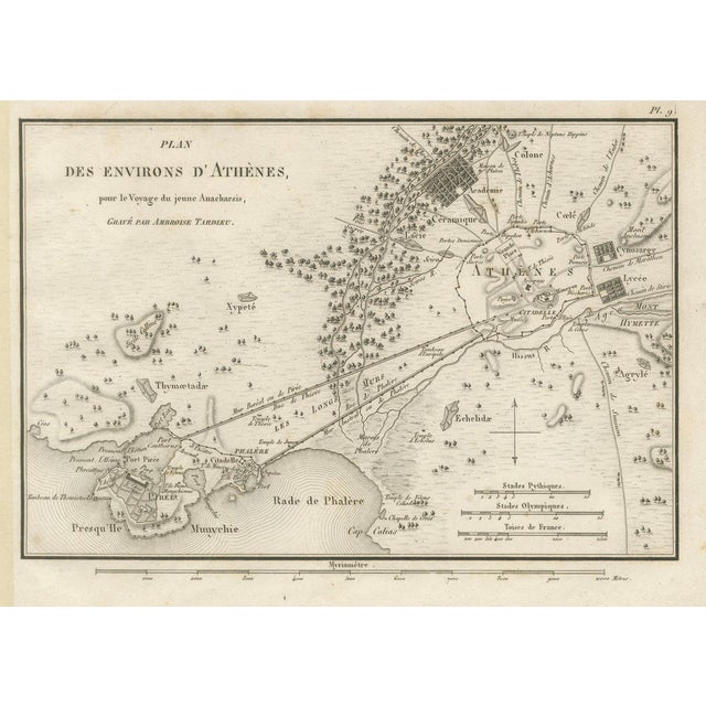 Ancient Athens and Piraeus Map from Ambroise Tardieu, 1825 For Sale