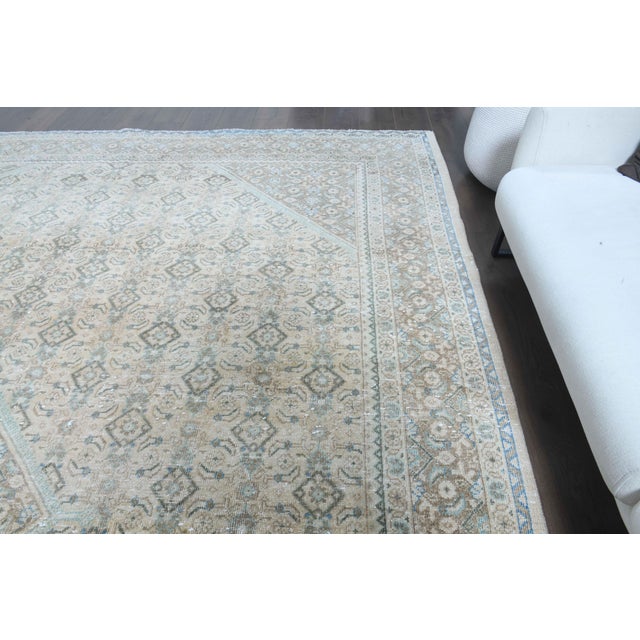 1960s Vintage Persian Handmade Wool Cotton Beige Area Rug For Sale - Image 4 of 11