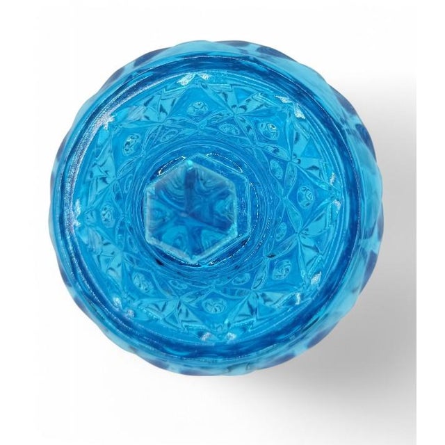 Mid-Century Modern Vintage Mid Century Modern Fostoria Blue Glass Pedestal Compote Dish With Lid For Sale - Image 3 of 4