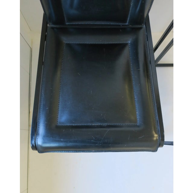 Postmodern Italian Black Leather Chairs 1970s, Italy, Pair For Sale - Image 11 of 13