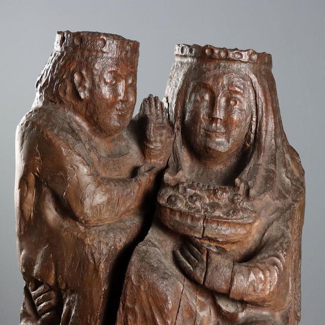 Antique Neo-Gothic Sculpture Virgin with Child Model, 19th Century For Sale - Image 3 of 10