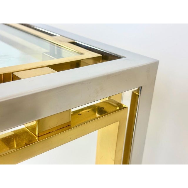 Italian Coffee Table in Chrome & Glass & Brass, 1970s For Sale - Image 6 of 13