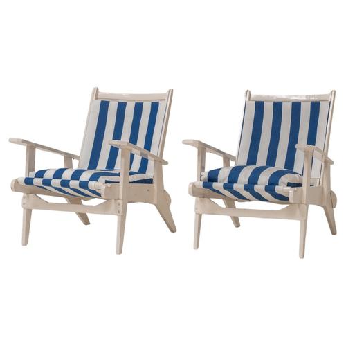French Riviera Style Wooden Relax Chairs, Set of 2 For Sale - Image 17 of 17