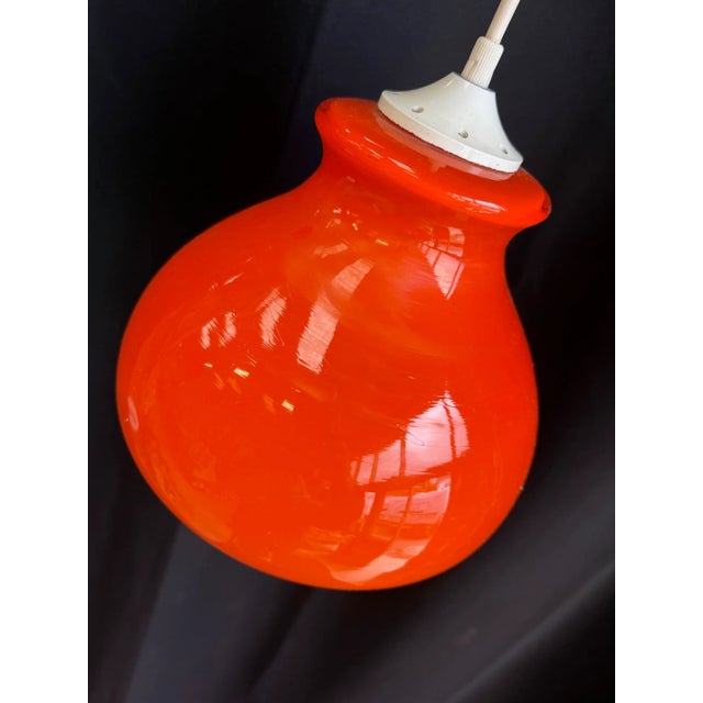 Orange Vintage Orange Opaline Pendant Light, 1970s For Sale - Image 8 of 9