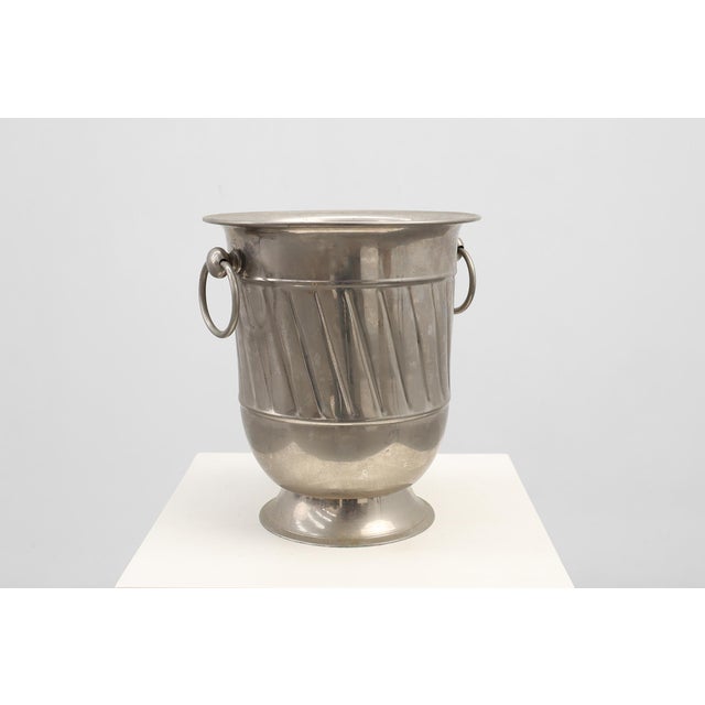 Metal Art Deco Metal Ice Bucket with Ring Handles, France, 1920s For Sale - Image 7 of 10