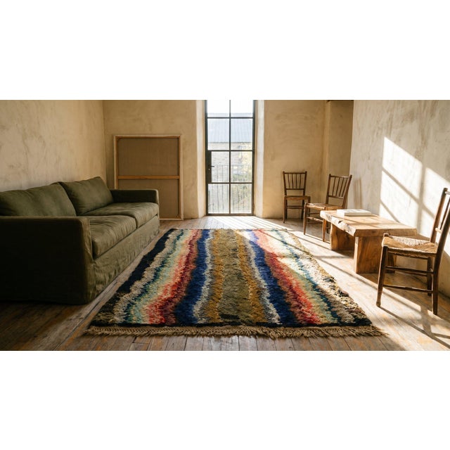 Striking Colorful and Splendid Stripe Patters Design Antique American Shaker Rug For Sale - Image 11 of 12