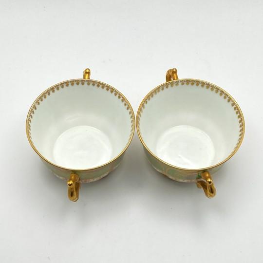 Pair of Antique 1800s Gda Limoges (Gerard, Dufraisseix & Abbot) Bouillon / Cream Soup Cups Rare For Sale - Image 14 of 18