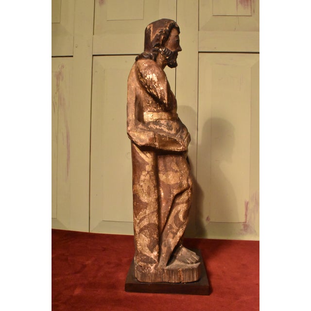 18th Century 18th Century A Large Carved Painted Polychrome Santos, Possibly John the Baptist For Sale - Image 5 of 7