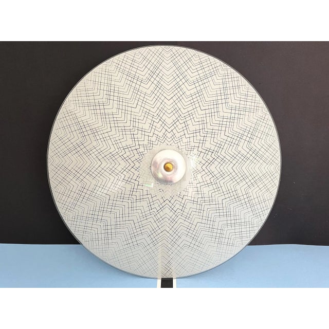 Mid-Century Modern 1970s Mid-Century Modern Chevrons Frosted Glass Ceiling Light For Sale - Image 3 of 18