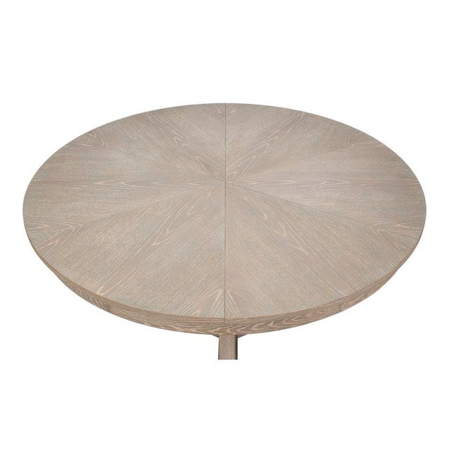 Wood Transitional Round Dining Table, Large - Grey Oak For Sale - Image 7 of 11
