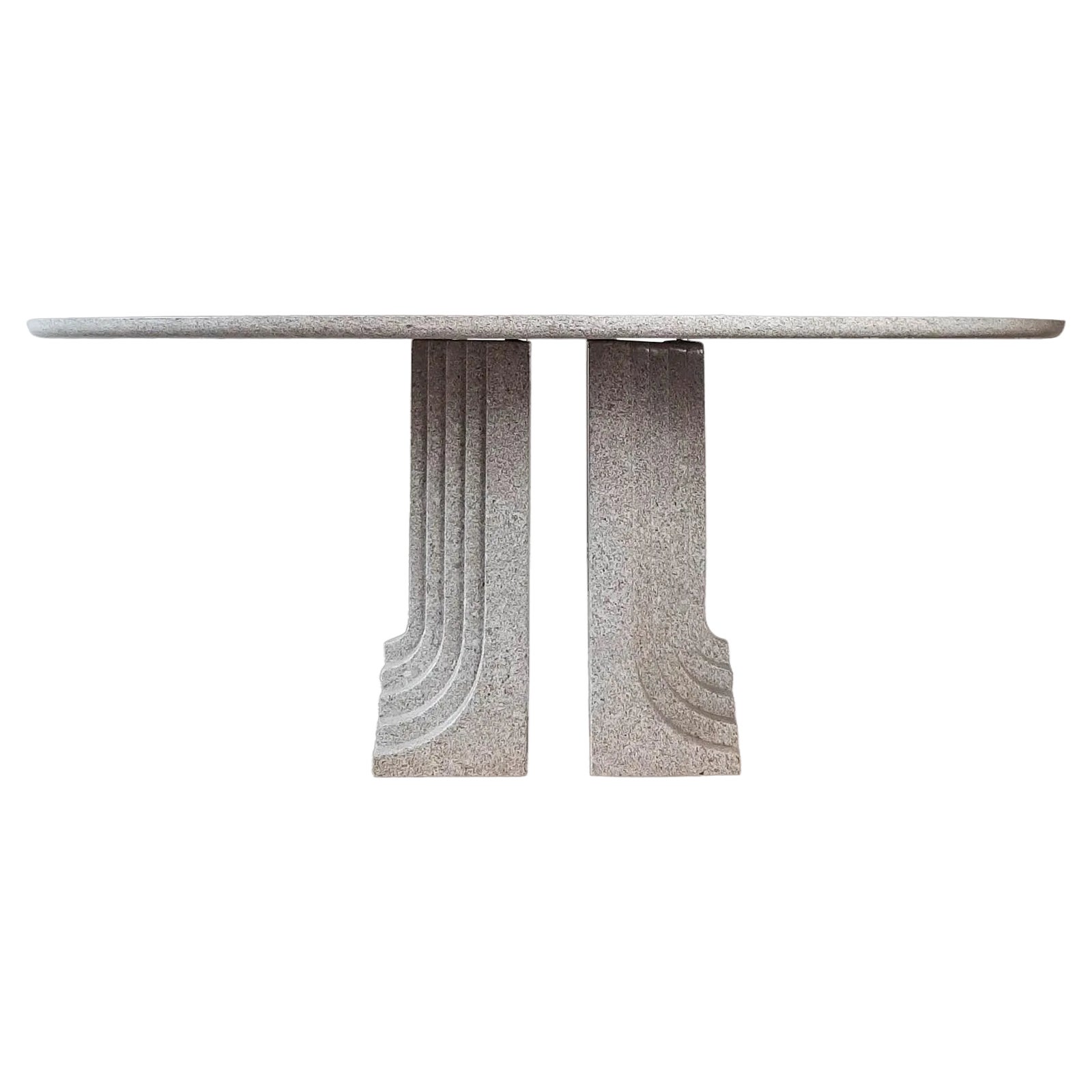 Italian Oval Samo Dining Table in Grey Granite attributed to Carlo ...
