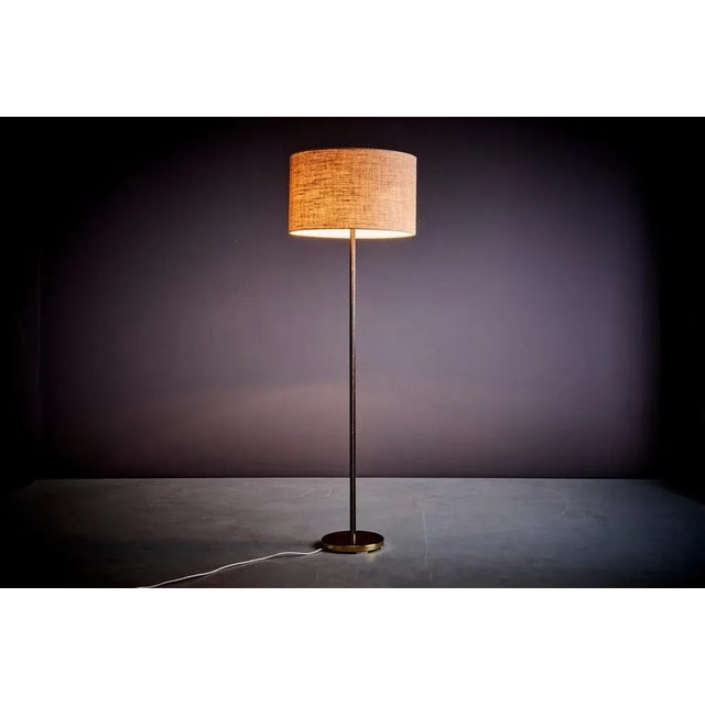 1 of 2 Kalmar Leuchten Leather Wrapped solid Brass floor lamp, Austria - 1960s. The measurements given apply to the...
