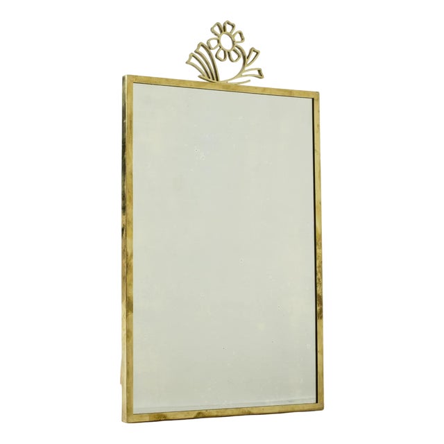 Vintage Scandinavian Brass Mirror by Lars Holmström, 1940s For Sale