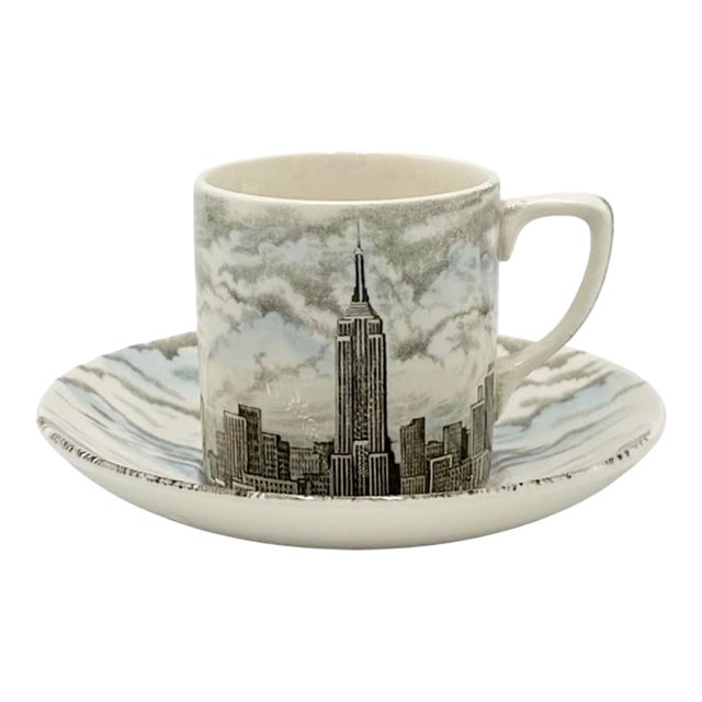 Vintage Johnson Brothers Empire State Building Nyc Demitasse Cup & Saucer For Sale