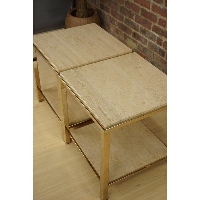 1970s Side Tables in Travertine and 24 Carat Gold from Belgo Chrom / Dewulf Selection, 1970s, Set of 2 For Sale - Image 5 of 15