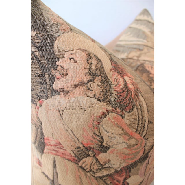 19thC. European Louis XIV Toile Pillow, Feather Down Insert 24" X 24" For Sale - Image 4 of 6