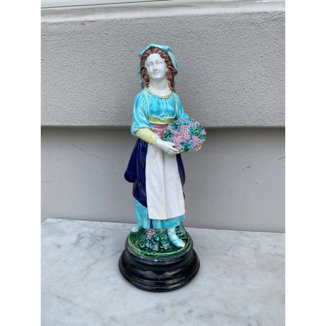 19th Century English Majolica Farmer With Grapes For Sale - Image 9 of 9