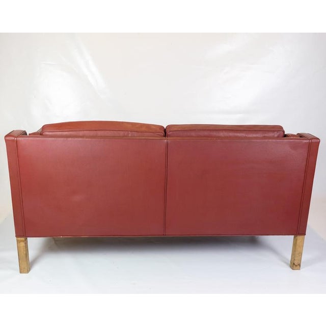 Set of 2 Person Sofa Model 2212 in Red Leather by Børge Mogensen, 1960s For Sale - Image 9 of 11